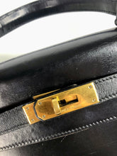 Load image into Gallery viewer, Hermes Vintage black box Kelly 28, gold hdw with clochette