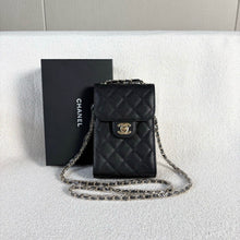 Load image into Gallery viewer, Chanel black caviar phone bag, light gold hdw
