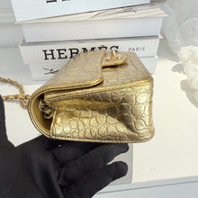 Load image into Gallery viewer, Chanel rare gold crocodile mini, aged gold hdw