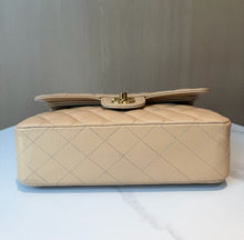 Load image into Gallery viewer, Chanel small beige caviar classic flap, gold hdw chip