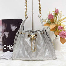 Load image into Gallery viewer, Chanel 25 small in rare silver caviar, aged gold hdw