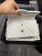 Load image into Gallery viewer, Chanel small white caviar flap, gold hdw