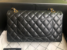 Load image into Gallery viewer, Chanel black caviar medium classic flap, gold hdw