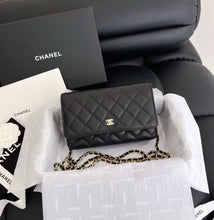 Load image into Gallery viewer, Chanel black caviar microchip WOC (wallet on chain) with gold hdw