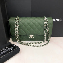 Load image into Gallery viewer, Chanel 25 series green medium caviar, silver hdw