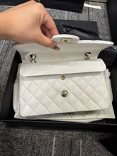 Load image into Gallery viewer, Chanel small white caviar flap, gold hdw