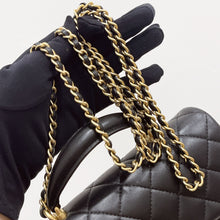 Load image into Gallery viewer, Chanel black mini lambskin, 20cm with top handle and gold hdw