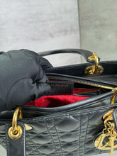 Load image into Gallery viewer, Lady Dior medium black Cannage lambskin with gold hdw