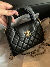 Load image into Gallery viewer, Chanel black Kelly shopper nano (larger size) in shiny crinkled calfskin, gold hdw