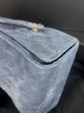 Load image into Gallery viewer, Chanel small blue suede 25 bag, gold hdw