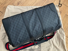 Load image into Gallery viewer, Gucci large black supreme duffle bag, with strap