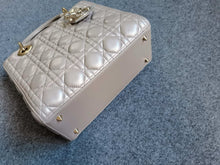 Load image into Gallery viewer, Lady Dior medium pearl iridescent grey Cannage lambskin with gold hdw