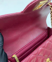 Load image into Gallery viewer, Chanel burgundy red mini 20cm with top handle, gold hdw