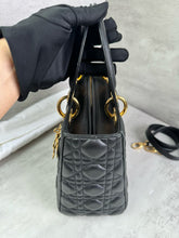 Load image into Gallery viewer, Lady Dior medium black Cannage lambskin with gold hdw