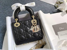 Load image into Gallery viewer, Lady Dior mini black Cannage lambskin, with gold hdw
