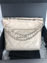 Load image into Gallery viewer, Chanel 22 small calfskin in ecru off white, matte silver hdw