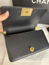 Load image into Gallery viewer, 2022 Chanel Small black caviar boy with aged good hdw