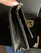 Load image into Gallery viewer, Chanel Black caviar microchip WOC, with gold hdw