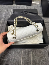 Load image into Gallery viewer, Chanel small white caviar flap, gold hdw