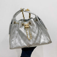Load image into Gallery viewer, Chanel 25 small in rare silver caviar, aged gold hdw