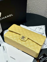 Load image into Gallery viewer, Chanel medium caviar yellow pearl iridescent, gold hdw