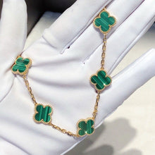 Load image into Gallery viewer, Van Cleef & Arpels (VCA) green malachite vintage Alhambra bracelet, 5 motifs 18k gold