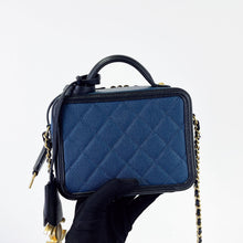 Load image into Gallery viewer, Chanel small blue filigree vanity, gold hdw