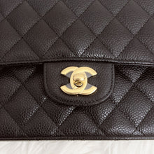 Load image into Gallery viewer, Chanel medium black caviar classic flap, gold hdw 28 series