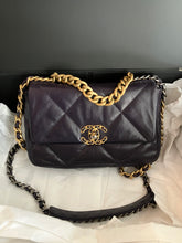 Load image into Gallery viewer, Chanel 19 small purple with mixed gold hdw