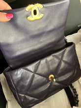 Load image into Gallery viewer, Chanel 19 small purple with mixed gold hdw