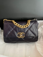 Load image into Gallery viewer, Chanel 19 small purple with mixed gold hdw