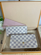 Load image into Gallery viewer, Louis Vuitton pochette felicie, Damier Azur / Rose Ballerine with gold hdw.