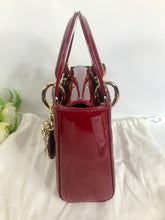 Load image into Gallery viewer, Lady Dior mini red patent Cannage calfskin, light gold hdw