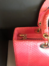 Load image into Gallery viewer, Lady Dior large dark pink snakeskin exotic bag with shoulder strap, gold hdw
