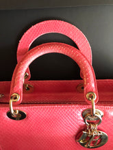 Load image into Gallery viewer, Lady Dior large dark pink snakeskin exotic bag with shoulder strap, gold hdw