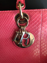 Load image into Gallery viewer, Lady Dior large dark pink snakeskin exotic bag with shoulder strap, gold hdw