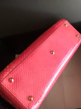 Load image into Gallery viewer, Lady Dior large dark pink snakeskin exotic bag with shoulder strap, gold hdw
