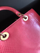 Load image into Gallery viewer, Lady Dior large dark pink snakeskin exotic bag with shoulder strap, gold hdw