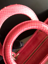 Load image into Gallery viewer, Lady Dior large dark pink snakeskin exotic bag with shoulder strap, gold hdw