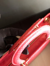 Load image into Gallery viewer, Lady Dior large dark pink snakeskin exotic bag with shoulder strap, gold hdw
