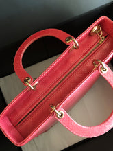 Load image into Gallery viewer, Lady Dior large dark pink snakeskin exotic bag with shoulder strap, gold hdw