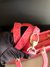 Load image into Gallery viewer, Lady Dior large dark pink snakeskin exotic bag with shoulder strap, gold hdw