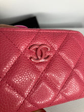 Load image into Gallery viewer, Chanel coral pink caviar coin purse, card holder. Light gold hdw