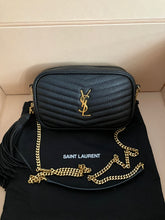 Load image into Gallery viewer, YSL Lou black camera bag with gold hdw