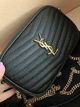 Load image into Gallery viewer, YSL Lou black camera bag with gold hdw