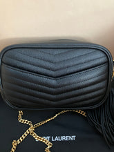 Load image into Gallery viewer, YSL Lou black camera bag with gold hdw
