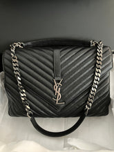 Load image into Gallery viewer, YSL large black college bag, ruthenium hdw