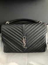 Load image into Gallery viewer, YSL large black college bag, ruthenium hdw
