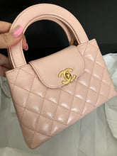 Load image into Gallery viewer, Chanel light pink Kelly Nano, crinkled shiny calfskin with aged gold hdw