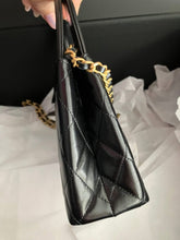 Load image into Gallery viewer, Chanel black Kelly Nano, crinkled shiny calfskin with aged gold hdw